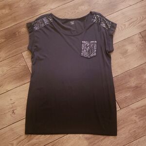 Black Sequin Embellished Women's Top